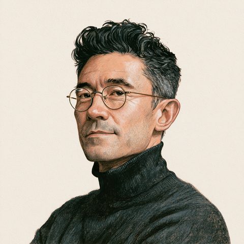Illustrated portrait of Julian Ashe, The Taste Critic
