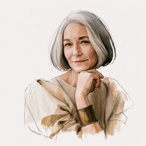 Illustrated portrait of Renata Voss, The Luxury Designer